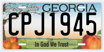 GA license plate CPJ1945
