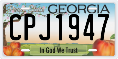 GA license plate CPJ1947