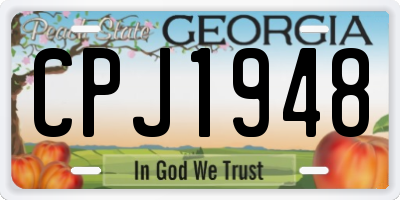 GA license plate CPJ1948