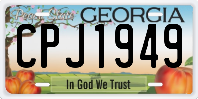 GA license plate CPJ1949