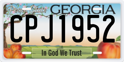 GA license plate CPJ1952