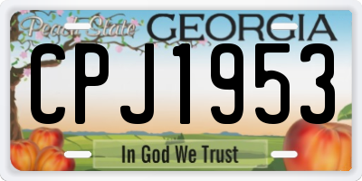 GA license plate CPJ1953
