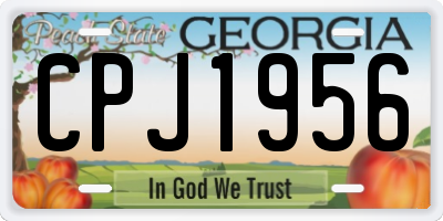 GA license plate CPJ1956