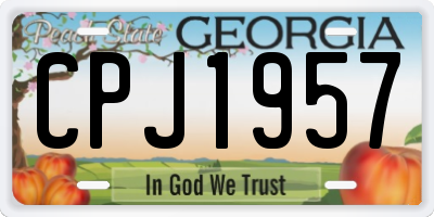 GA license plate CPJ1957