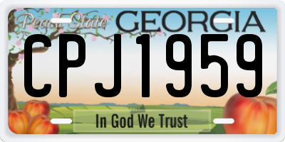 GA license plate CPJ1959