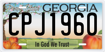 GA license plate CPJ1960