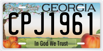 GA license plate CPJ1961