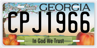 GA license plate CPJ1966