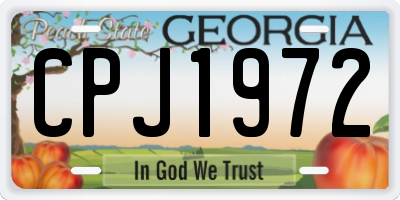 GA license plate CPJ1972
