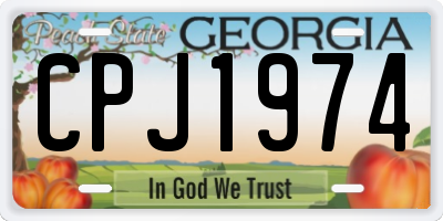 GA license plate CPJ1974
