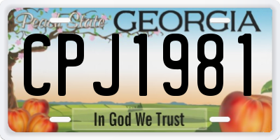 GA license plate CPJ1981