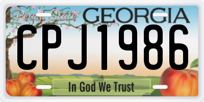 GA license plate CPJ1986