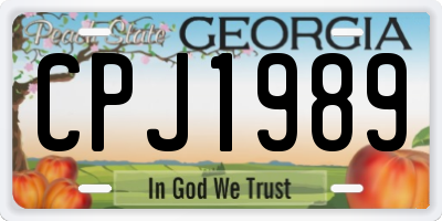 GA license plate CPJ1989