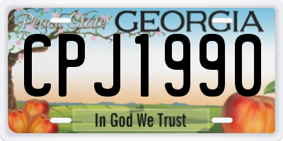 GA license plate CPJ1990