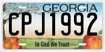 GA license plate CPJ1992