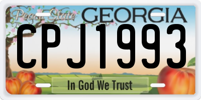 GA license plate CPJ1993