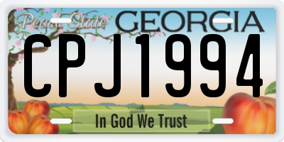 GA license plate CPJ1994