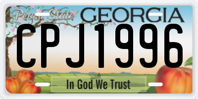 GA license plate CPJ1996