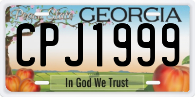 GA license plate CPJ1999