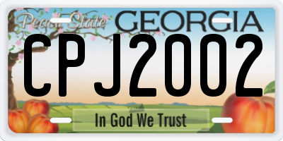 GA license plate CPJ2002