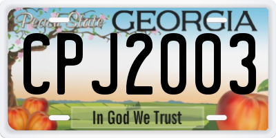 GA license plate CPJ2003