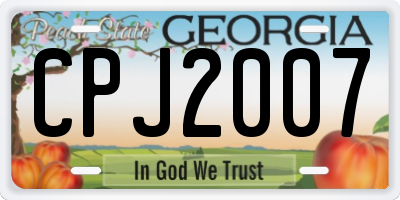 GA license plate CPJ2007