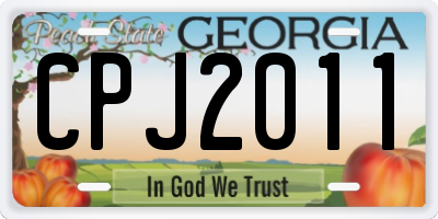 GA license plate CPJ2011