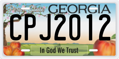 GA license plate CPJ2012
