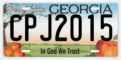 GA license plate CPJ2015