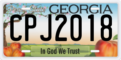 GA license plate CPJ2018