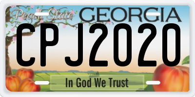 GA license plate CPJ2020