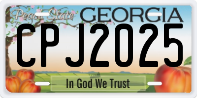 GA license plate CPJ2025