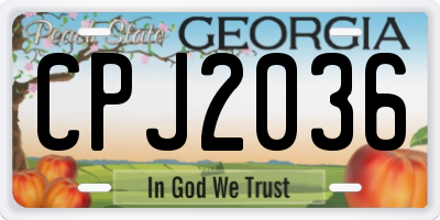 GA license plate CPJ2036