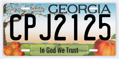 GA license plate CPJ2125