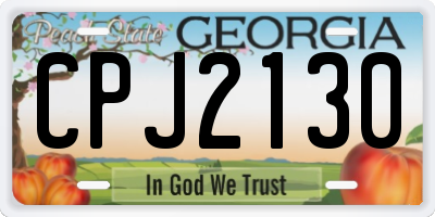 GA license plate CPJ2130