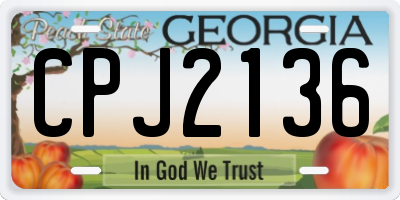 GA license plate CPJ2136