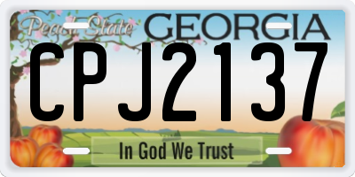 GA license plate CPJ2137