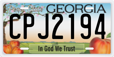 GA license plate CPJ2194