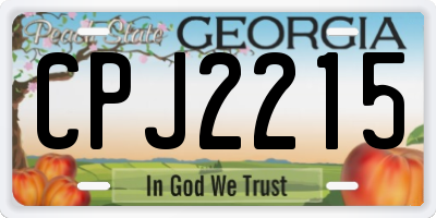 GA license plate CPJ2215