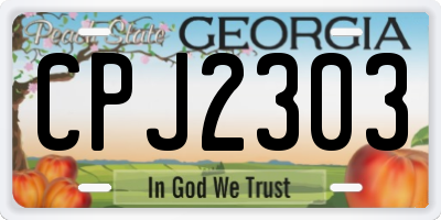GA license plate CPJ2303