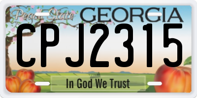 GA license plate CPJ2315