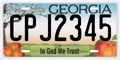 GA license plate CPJ2345