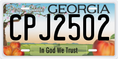 GA license plate CPJ2502