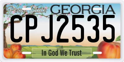 GA license plate CPJ2535