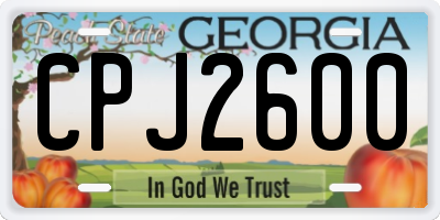 GA license plate CPJ2600