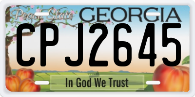 GA license plate CPJ2645