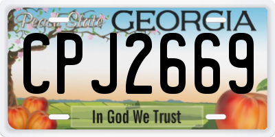 GA license plate CPJ2669