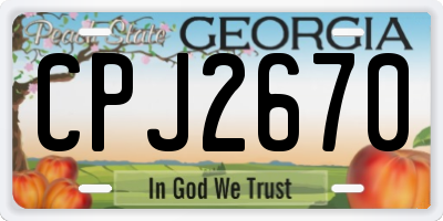 GA license plate CPJ2670