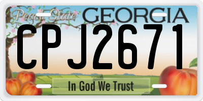 GA license plate CPJ2671