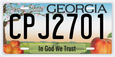 GA license plate CPJ2701